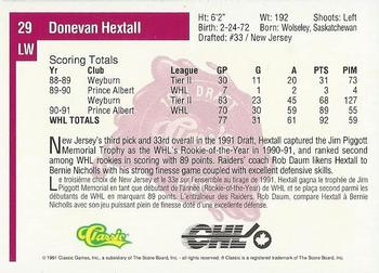 1991 Classic Four Sport - French #29 Donevan Hextall Back