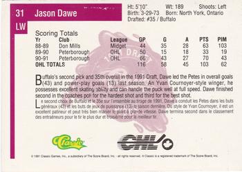 1991 Classic Four Sport - French #31 Jason Dawe Back