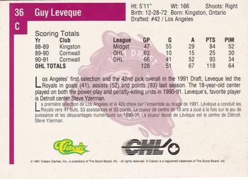 1991 Classic Four Sport - French #36 Guy Leveque Back