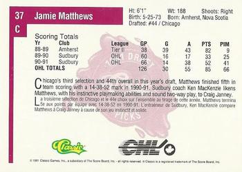 1991 Classic Four Sport - French #37 Jamie Matthews Back