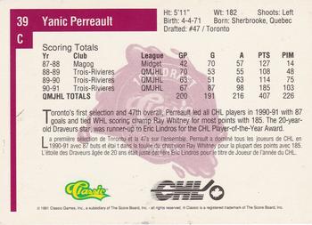 1991 Classic Four Sport - French #39 Yanic Perreault Back