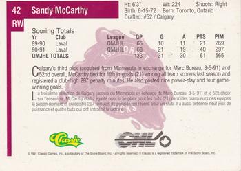 1991 Classic Four Sport - French #42 Sandy McCarthy Back