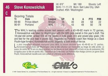 1991 Classic Four Sport - French #46 Steve Konowalchuk Back