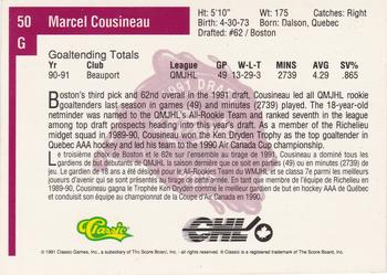 1991 Classic Four Sport - French #50 Marcel Cousineau Back