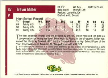 1991 Classic Four Sport - French #87 Trever Miller Back
