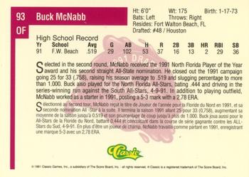 1991 Classic Four Sport - French #93 Buck McNabb Back