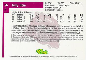 1991 Classic Four Sport - French #96 Terry Horn Back
