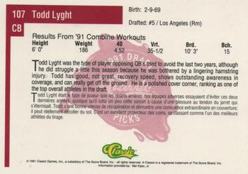 1991 Classic Four Sport - French #107 Todd Lyght Back