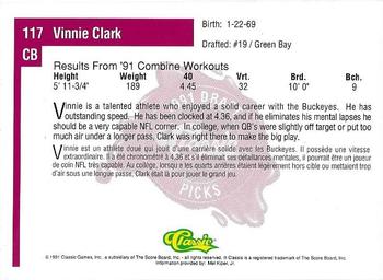 1991 Classic Four Sport - French #117 Vinnie Clark Back