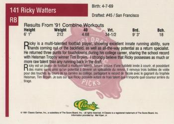 1991 Classic Four Sport - French #141 Ricky Watters Back
