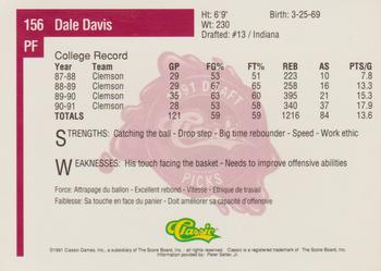 1991 Classic Four Sport - French #156 Dale Davis Back