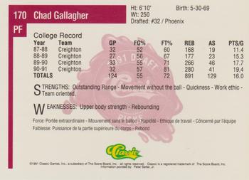 1991 Classic Four Sport - French #170 Chad Gallagher Back