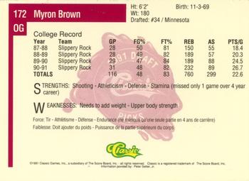1991 Classic Four Sport - French #172 Myron Brown Back