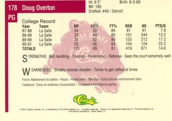 1991 Classic Four Sport - French #178 Doug Overton Back