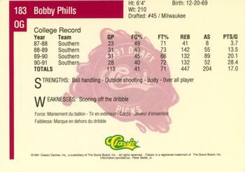 1991 Classic Four Sport - French #183 Bobby Phills Back