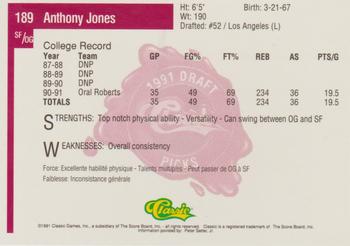 1991 Classic Four Sport - French #189 Anthony Jones Back