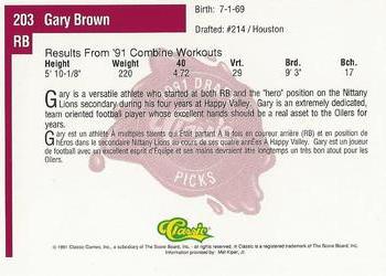 1991 Classic Four Sport - French #203 Gary Brown Back