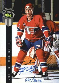 1992 Classic Four Sport - Autographs #NNO Justin Hocking Front