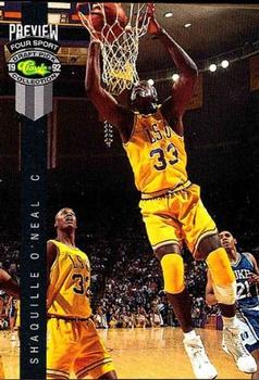 1992 Classic Four Sport - Previews #1 Shaquille O'Neal Front