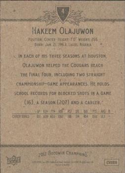 2012 Upper Deck Goodwin Champions #4 Hakeem Olajuwon Back
