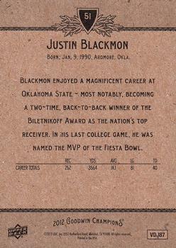 2012 Upper Deck Goodwin Champions #51 Justin Blackmon Back