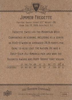 2012 Upper Deck Goodwin Champions #114 Jimmer Fredette Back