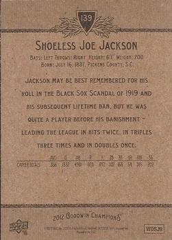 2012 Upper Deck Goodwin Champions #139 Shoeless Joe Jackson Back