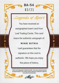 2011 Leaf Legends of Sport #BA-54 Mike Ditka Back