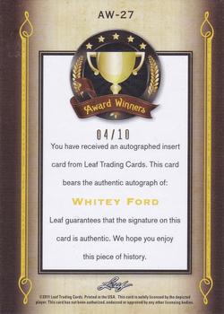 2011 Leaf Legends of Sport - Award Winners Autographs Gold #AW27 Whitey Ford Back