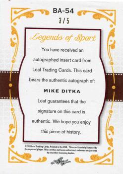 2011 Leaf Legends of Sport - Gold #BA54 Mike Ditka Back