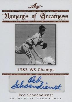 2011 Leaf Legends of Sport - Moments of Greatness Autographs Bronze #MG-28 Red Schoendienst Front