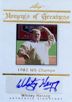 2011 Leaf Legends of Sport - Moments of Greatness Autographs Gold #MG31 Whitey Herzog Front