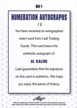 2011 Leaf Legends of Sport - Numeration Autographs #NU1 Al Kaline Back