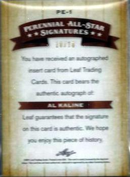 2011 Leaf Legends of Sport - Perennial All-Stars Autographs #PE-1 Al Kaline Back