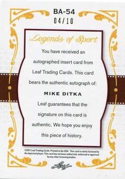 2011 Leaf Legends of Sport - Silver #BA54 Mike Ditka Back