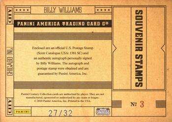 2010 Panini Century - Baseball Six Cent Stamp Autographs #3 Billy Williams Back