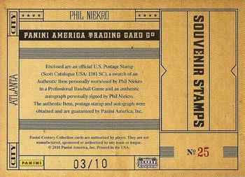 2010 Panini Century - Baseball Six Cent Stamp Materials Autographs #25 Phil Niekro Back