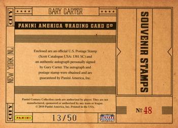 2010 Panini Century - Baseball Six Cent Stamp Materials Autographs #48 Gary Carter Back