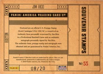 2010 Panini Century - Baseball Six Cent Stamp Materials Prime Autographs #55 Jim Rice Back