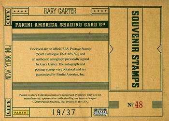 2010 Panini Century - Baseball Three Cent Stamp Autographs #48 Gary Carter Back