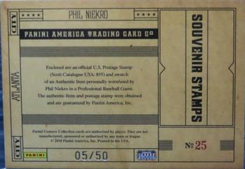 2010 Panini Century - Baseball Three Cent Stamp Materials #25 Phil Niekro Back