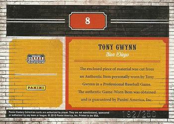 2010 Panini Century - Blast from the Past Jerseys #8 Tony Gwynn Back