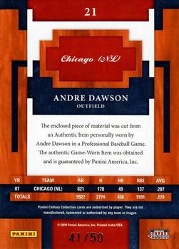 2010 Panini Century - Materials Jerseys #21 Andre Dawson Back