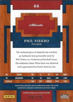 2010 Panini Century - Materials Jerseys #66 Phil Niekro Back