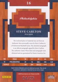 2010 Panini Century - Materials Jerseys Signatures #16 Steve Carlton Back