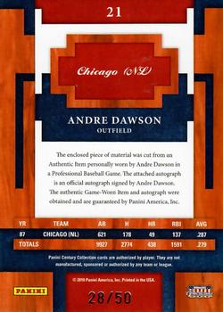 2010 Panini Century - Materials Jerseys Signatures #21 Andre Dawson Back