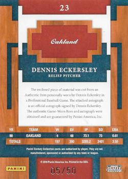 2010 Panini Century - Materials Jerseys Signatures #23 Dennis Eckersley Back