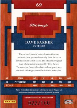 2010 Panini Century - Materials Jerseys Signatures #69 Dave Parker Back