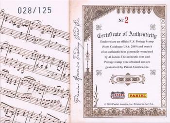 2010 Panini Century - Music Stamp Materials #2 Al Jolson Back