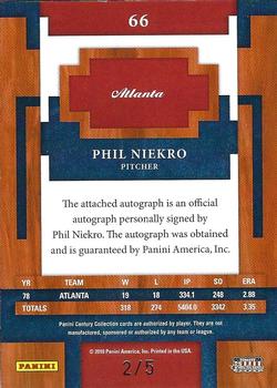 2010 Panini Century - Postmarks Gold Signatures #66 Phil Niekro Back